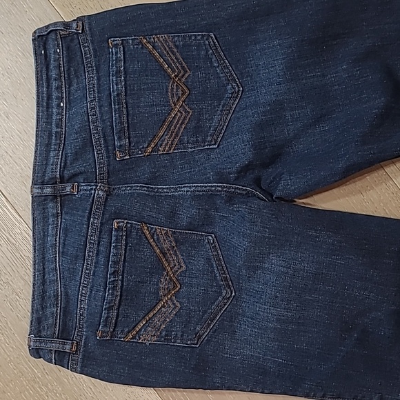 EUC Idyllwind Jeans Women's sz 12 Mis Rise Dark Wash Raw Hem Flare Denim Jean - Picture 5 of 11